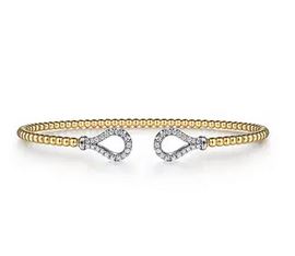 14k Yellow-white Gold Bujukan Diamond Teardrops Bangle