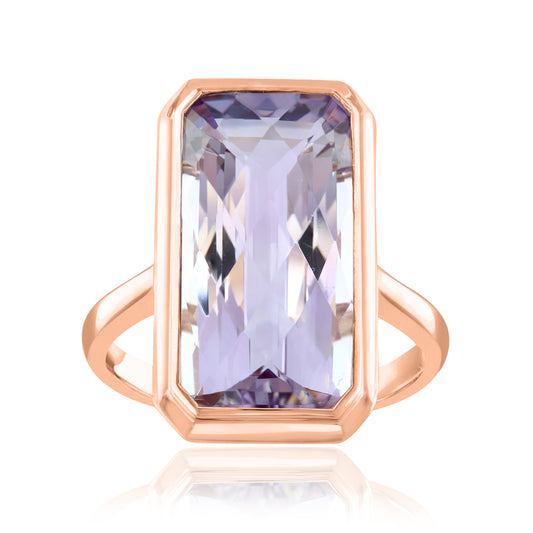 Ring, 14KR Amethyst Cushion Bezel