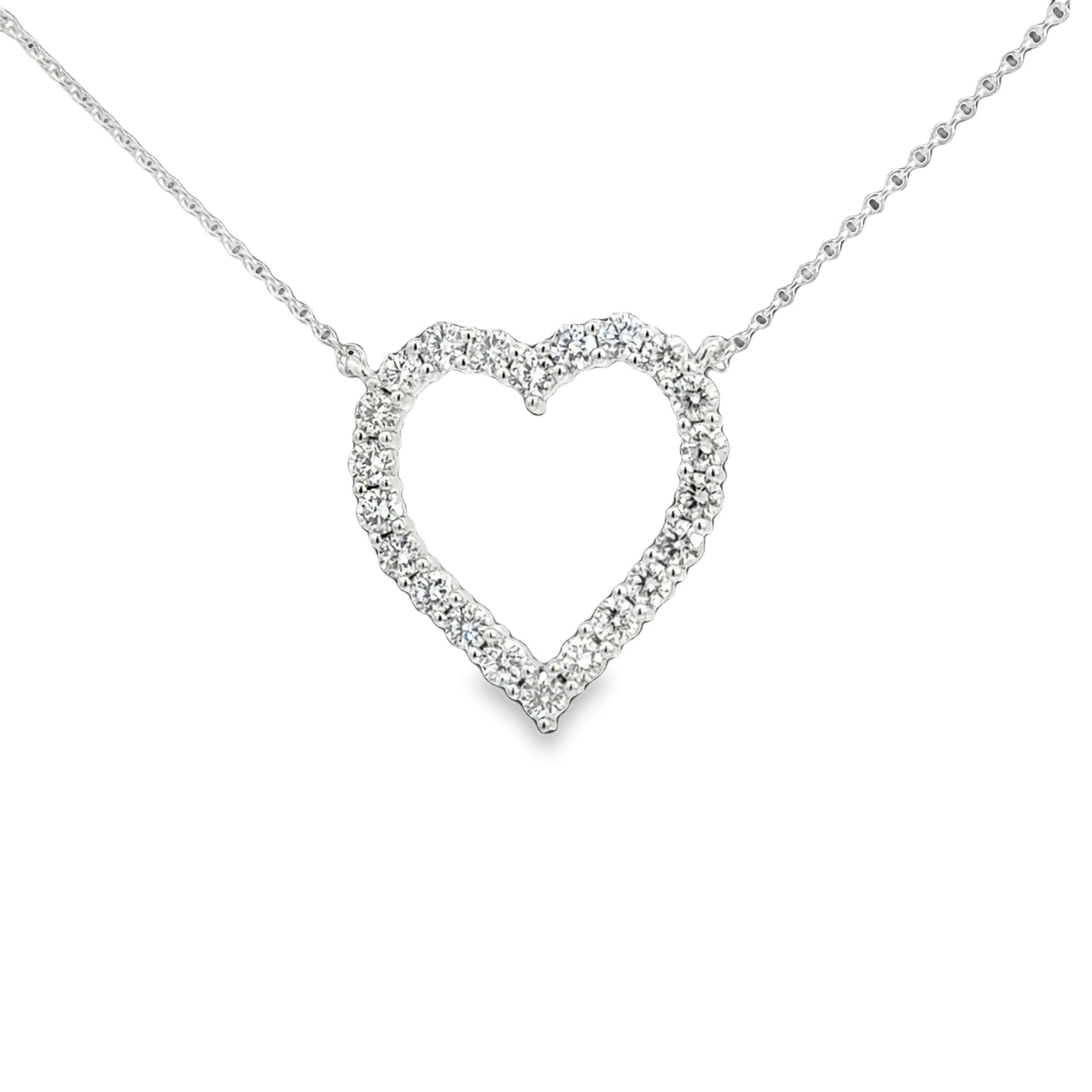 14K White 1cttw Lab Grown Diamond Heart Pendant with 18" Chain