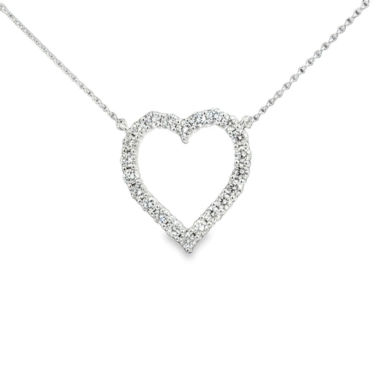 14K White 1cttw Lab Grown Diamond Heart Pendant with 18" Chain