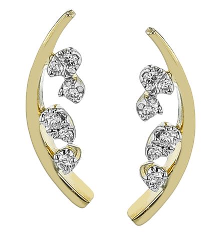 Lady's Yellow 14 Karat Drop Earrings With 12 = 0.10Tw Round G Vs1 Diamonds