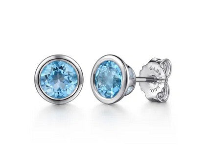 925 Sterling Silver Blue Topaz Stud Earrings