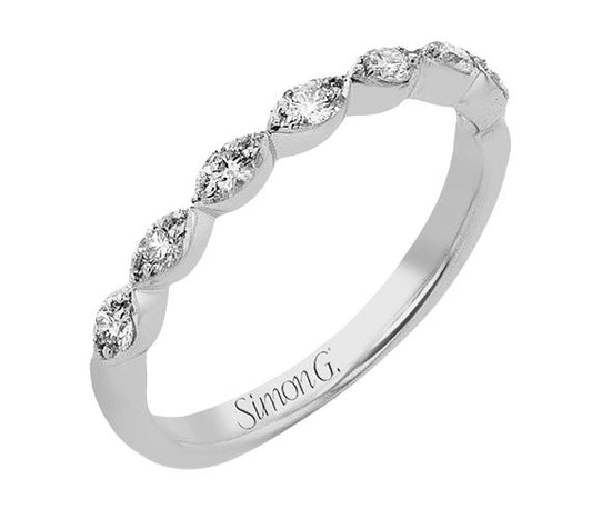 Lady's White 18 Karat Wedding Band Size 6.5 With 0.24Tw Round G/H Si2 Diamonds