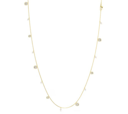 Una Angelic strandage Crystal pearl, Round cut, White, 18K gold finish