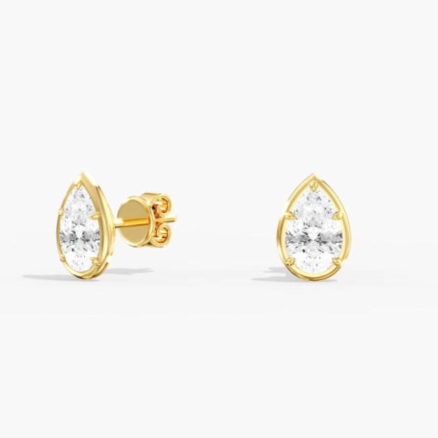 14K Yellow Pear Lab Grown Studs