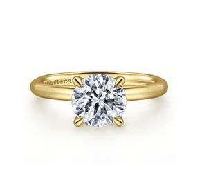 14K Yellow Gold Round Solitaire Engagement Ring