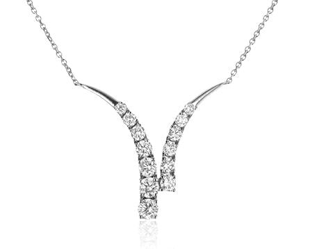 Lady's White 14 Karat Station Necklace Length 18 With 13 = 0.50Tw Round G Vs1 Diamonds