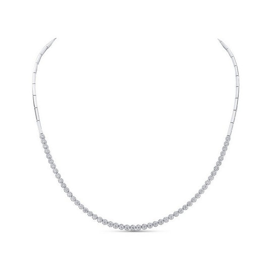 Lady's White 18 Karat Riviera Necklace Length 16.5 With 51=1.76Tw Round H/I Si2 Diamonds