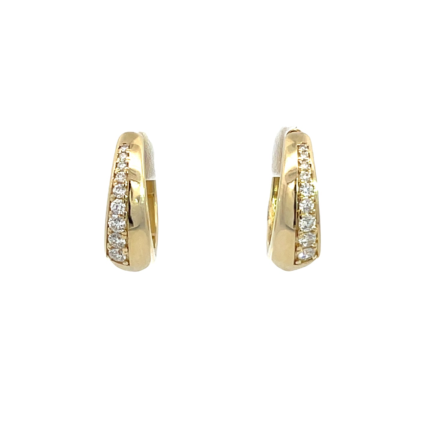 Lady's Yellow 14 Karat Small Hoop Earrings With = 0.24Twt Round I Si1 Diamonds