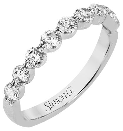 Lady's White 18 Karat Wedding Band Size 6.5 With 0.82Tw Round G/H Si2 Diamonds