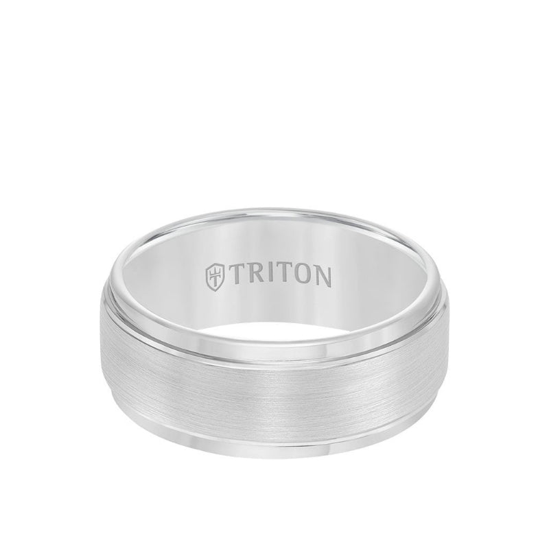 Triton 9MM Tungsten Carbide Ring - Brushed Finish and Step Edge