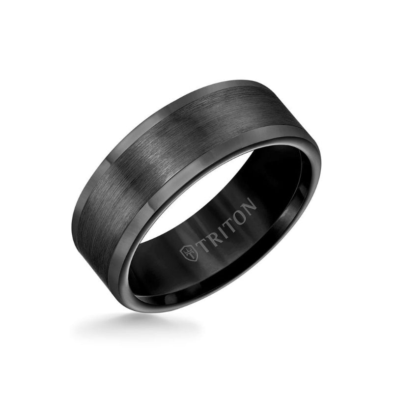 Triton 8MM Tungsten Carbide Ring - Satin Finish Flat Center and Round Edge