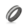 Triton 6MM Black Tungsten Carbide Ring - Double Engraved 14K White Gold Insert with Round Edge