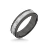 Triton 6MM Black Tungsten Carbide Ring - Step Edge 14K White Gold Insert with Round Edge