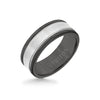 Triton 8MM Black Tungsten Carbide Ring - Step Edge 14K White Gold Insert with Round Edge