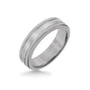 Triton 6MM Grey Tungsten Carbide Ring - Step Edge 14K White Gold Insert with Round Edge
