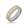 Triton 6MM Grey Tungsten Carbide Ring - Step Edge 14K Yellow Gold Insert with Round Edge