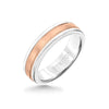 Triton 6MM White Tungsten Carbide Ring - Step Edge 14K Rose Gold Insert with Round Edge