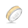 Triton 8MM White Tungsten Carbide Ring - Step Edge 14K Yellow Gold Insert with Round Edge