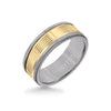 Triton 8MM Grey Tungsten Carbide Ring - Serrated Vertical Cut 14K Yellow Gold Insert with Round Edge