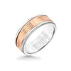 Triton 8MM White Tungsten Carbide Ring - Serrated Vertical Cut 14K Rose Gold Insert with Round Edge