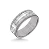 Triton 8MM Grey Tungsten Carbide Ring - Religious 14K White Gold Insert with Round Edge