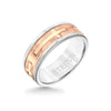 Triton 8MM White Tungsten Carbide Ring - Religious 14K Rose Gold Insert with Round Edge