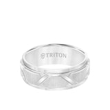 Triton 8MM Tungsten Carbide Ring - Wire Brush Center with Diagonal Cuts and Step Edge