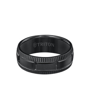 Triton 8MM Tungsten Carbide Ring - Vertical Cut Center and Coin Edge