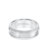 Triton 8MM Tungsten Carbide Ring - Vertical Cut Center and Coin Edge