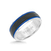 Triton 8MM Tungsten Carbide Ring - Ribbed Center Stripe and Bevel Edge