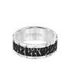 Triton 9MM Tungsten Carbide Ring - Black Sandblasted Distressed Center and Bevel Edge