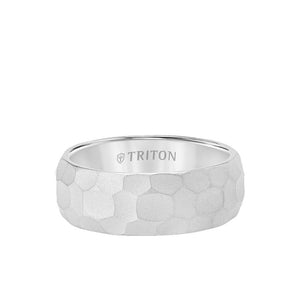 Triton 8MM Tungsten Carbide Ring - Hammered Edge To Edge