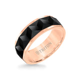 Triton 8MM Tungsten Carbide Ring - Faceted Chevron Pattern and Bevel Edge