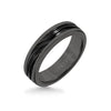 Triton 6MM Black Tungsten Carbide Ring - Wave Black Titanium Insert with Round Edge