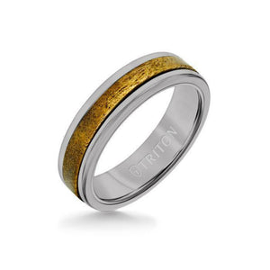 Triton 6MM Grey Tungsten Carbide Ring - Wood Insert with Round Edge