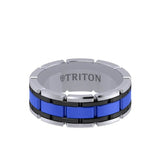 Triton 8MM Tungsten Carbide Ring - Ceramic Center Stitch Design