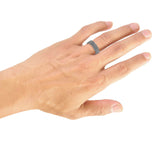 Triton 4MM Black Tungsten Carbide Ring - Meteorite Low Dome with Flat Edge