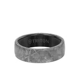 Triton 7MM Tungsten Carbide Ring - Meteorite Low Dome and Flat Edge