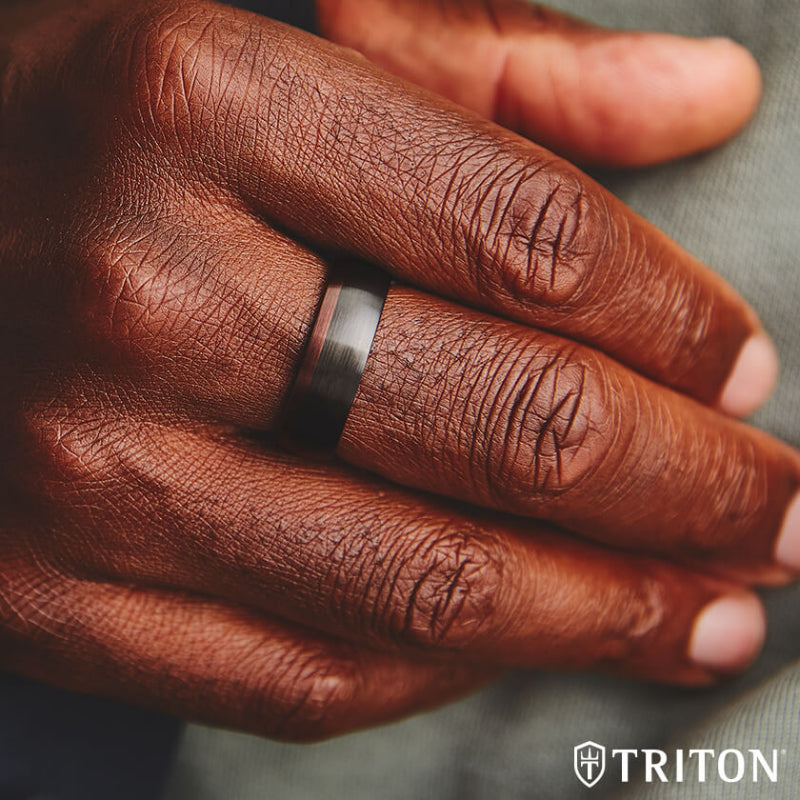 Triton 8MM Espresso Tungsten Carbide Ring - Color Blocking and Dome Shape