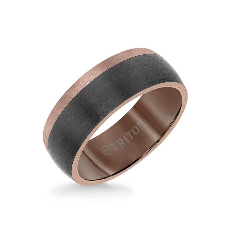 Triton 8MM Espresso Tungsten Carbide Ring - Color Blocking and Dome Shape