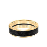 Triton 7MM 14K Gold Ring + Forged Carbon - Channel Center & Bevel Edge