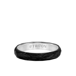 Triton 4MM Forged Carbon + 14K Gold Ring - Faceted Profile with Bevel Edge and 14K Gold Interior