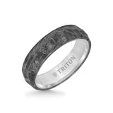 Triton 6MM Meteorite Ring With Hammered Meteorite Edge To Edge