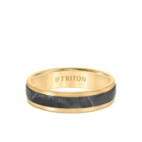 Triton 5.5MM Meteorite +14K Gold Ring - Flat Profile with Step Edge