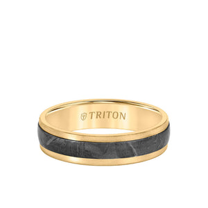 Triton 5.5MM Meteorite +14K Gold Ring - Flat Profile with Step Edge