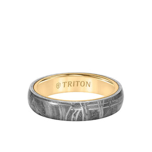 Triton 5MM Meteorite + 14K Gold Ring - Dome Edge to Edge with 14K Gold Interior