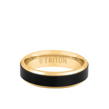 Triton 6MM 14k Gold Ring + Black Titanium Wide Inlay with Bevel Edge