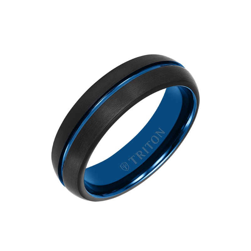 Triton 6.5MM Tungsten Carbide Two-Tone Ring with Brushed Finish