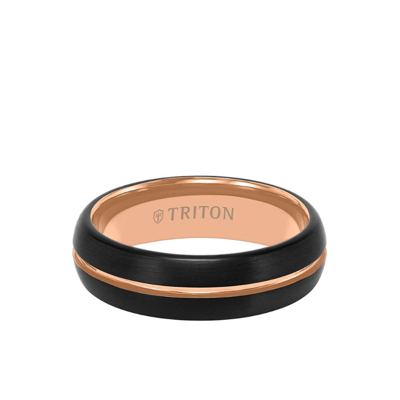 Triton 6.5MM Tungsten Carbide Two-Tone Ring with Brushed Finish